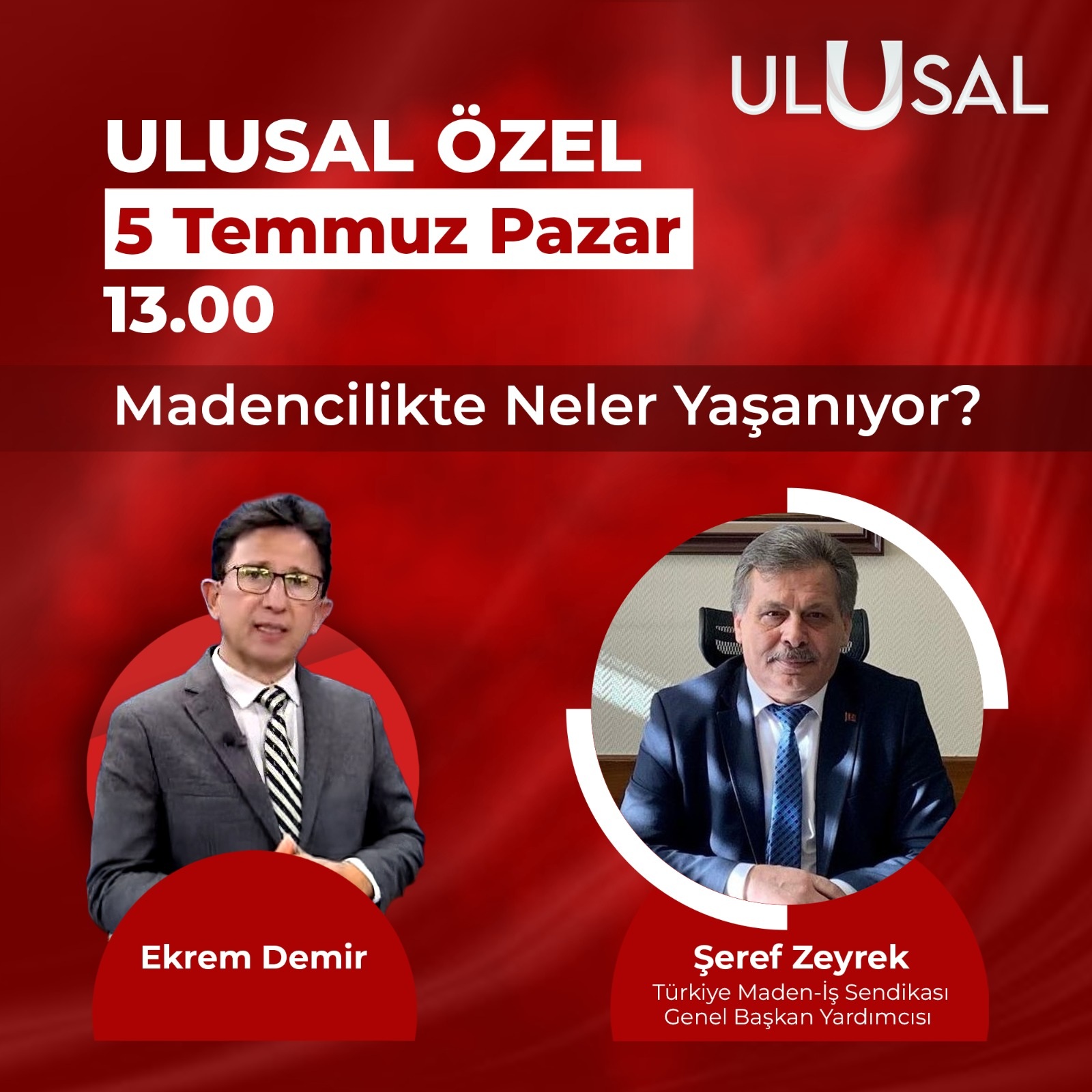 Sendikamız Genel Başkan Yardımcısı Şeref Zeyrek Ulusal Kanal'da Madencilik Sektörünün Sorunlarını Anlattı