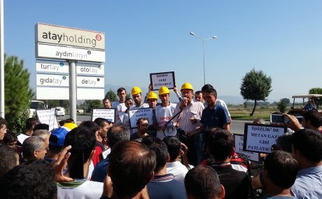 TORBA YASA NEDENİYLE İŞSİZ KALAN AYDIN LİNYİT İŞÇİLERİ EYLEM YAPTI